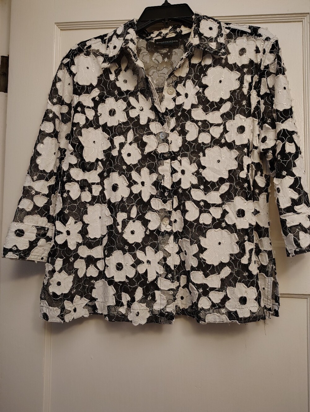 Floral Embroidered Sheer Jacket Size M